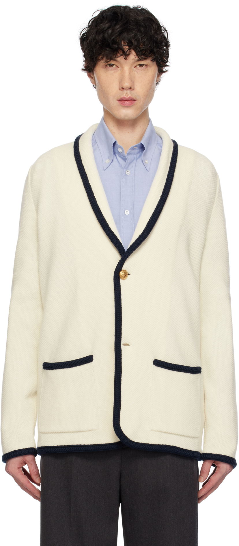 Sweater Valentino Valentino Single-Breasted Wool & Cotton Cardigan Hvid | 6V3KE02TAR2