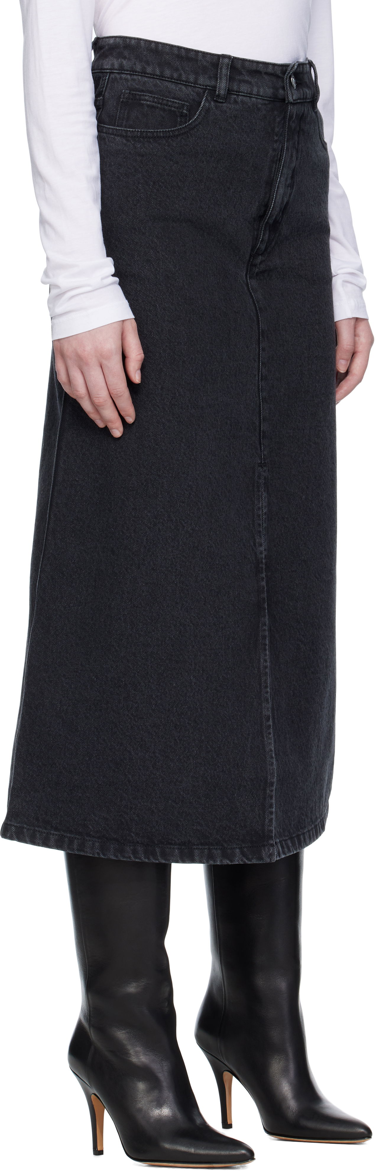 Nederdel A.P.C. A.P.C. Georgia Denim Midi Skirt Sort | COHDK-F06423, 1