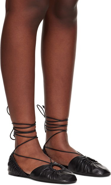 Sneakers og sko LANVIN Lanvin Mesure Lace-Up Leather Ballerina Flats Sort | FW-SAMS0W-NAPA-E25, 3
