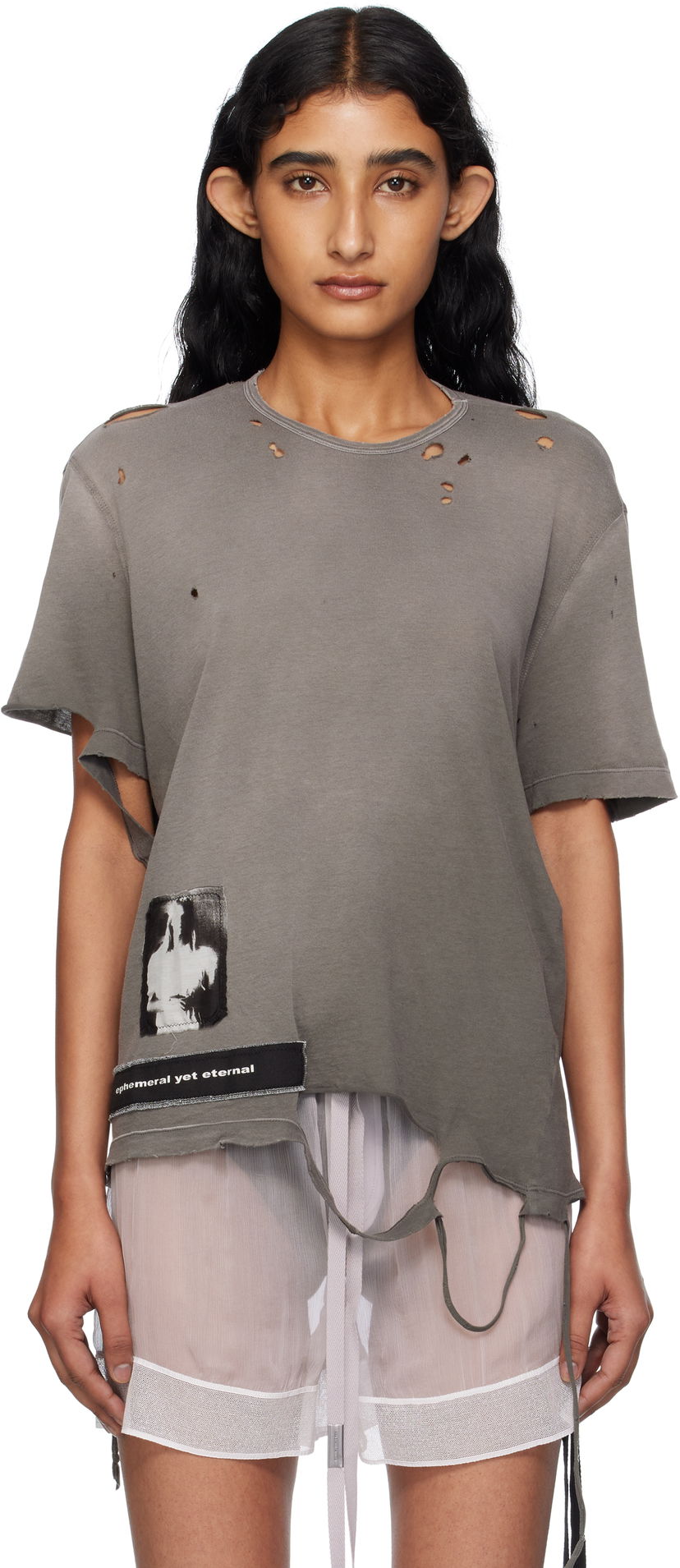 T-shirt Ann Demeulemeester Ann Demeulemeester Fanie Standard Fit T-Shirt Grå | B0013050-FA638-071