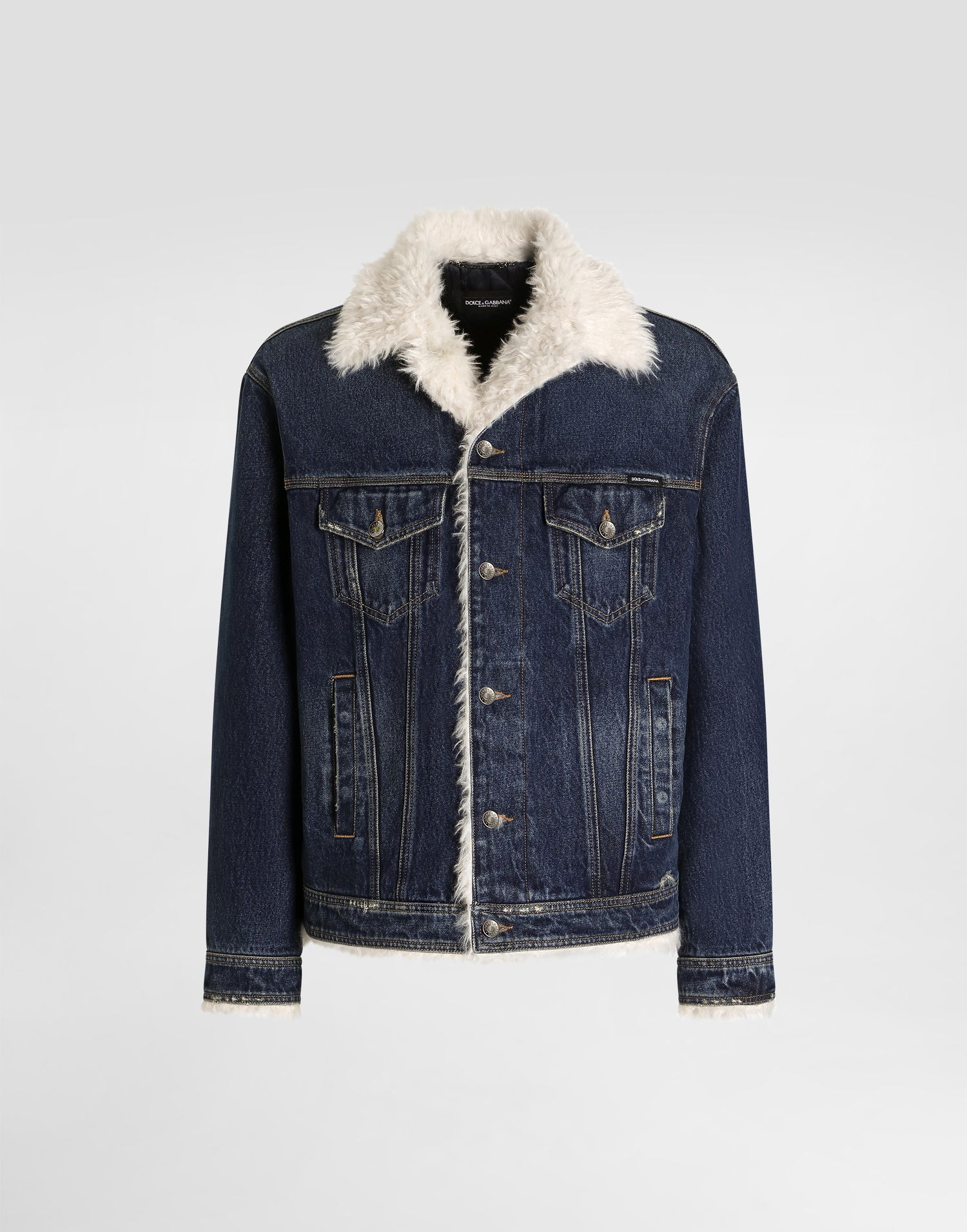 Jakke Dolce & Gabbana Dolce & Gabbana Shearling Lined Denim Jacket Blå | G9BMFDG8NH3S9001, 0