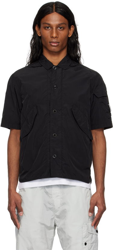 Skjorte C.P. Company C.P. Company Chrome-R Short Sleeve Shirt Sort | 18CMOS035A-005904G, 0