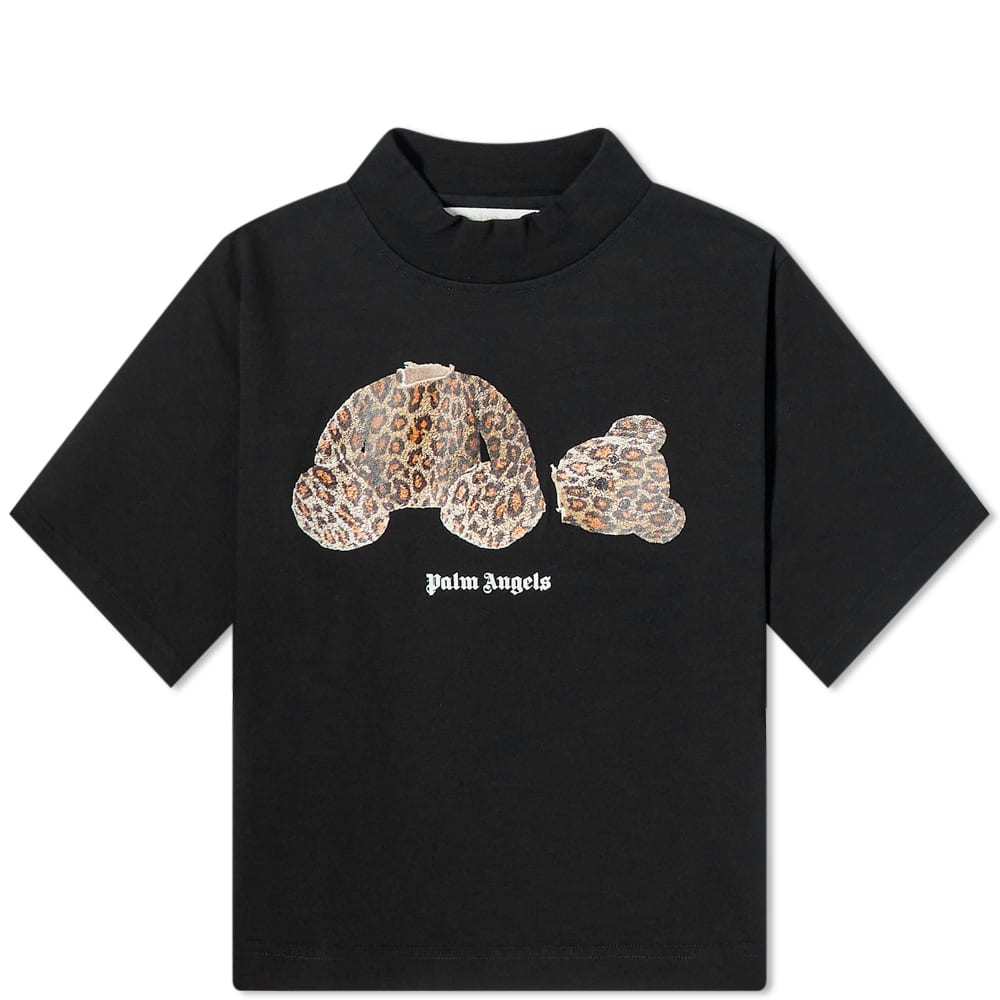 T-shirt Palm Angels Cropped Leopard Bear Tee Sort | PWAA020S22JER0021060, 0