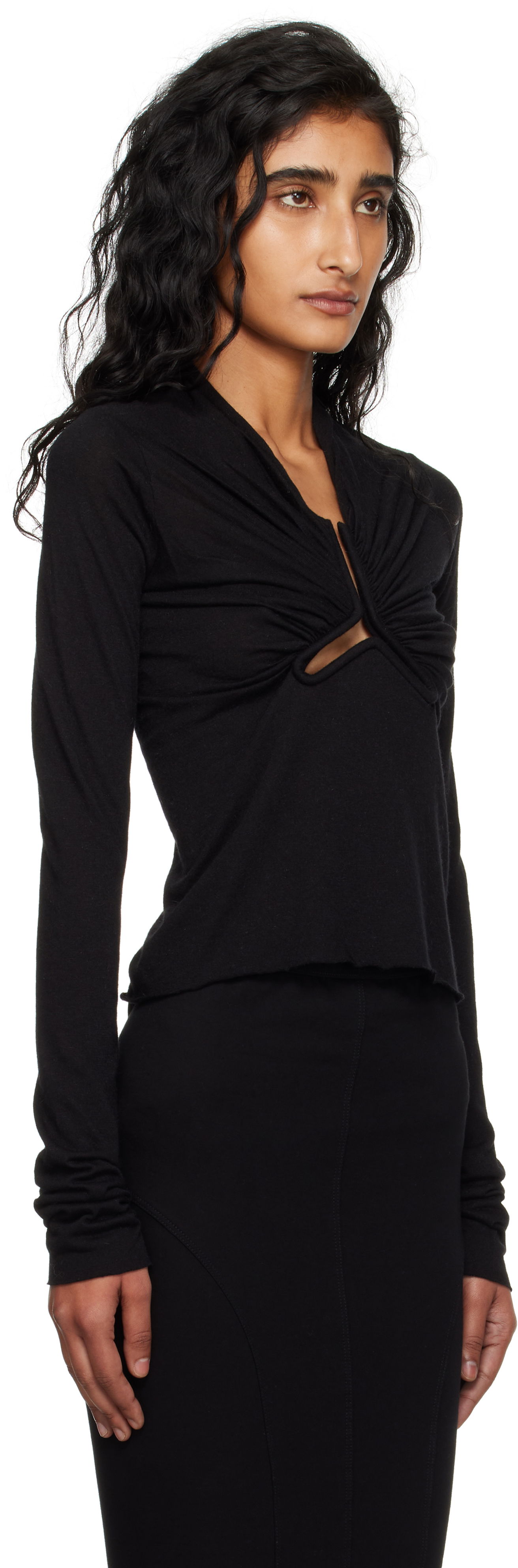 T-shirt Rick Owens Rick Owens Allanah Long Sleeve T-Shirt Sort | RP02E4266 JR, 1