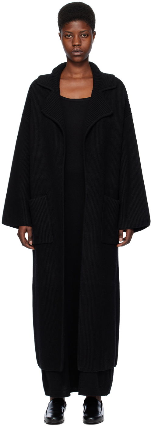 Frakker TOTEME Ribbed Longline Coat Sort | 241-WRT1018-YA0024