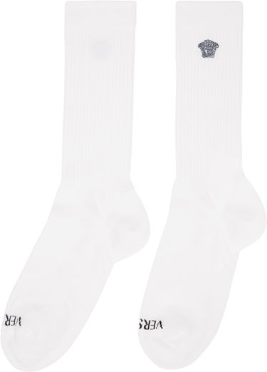Sokker Versace Versace Embroidered Medusa Ribbed Socks Hvid | 1008835_1A13105, 1