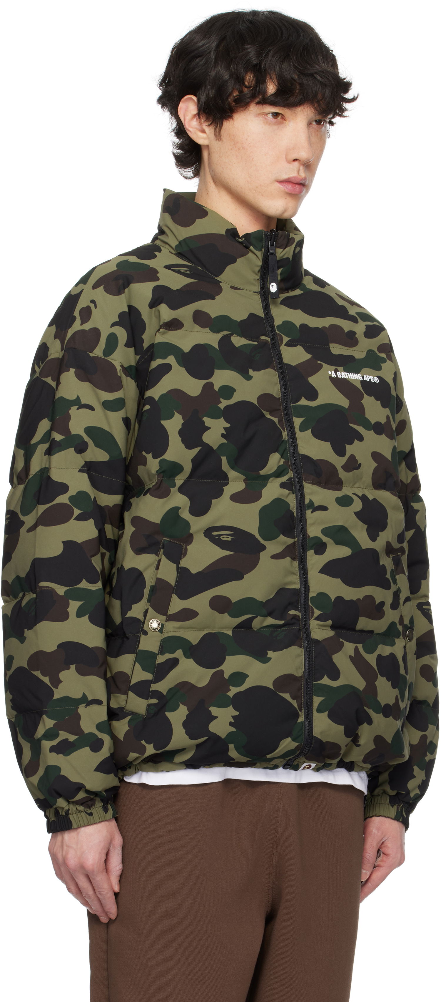 Jakke BAPE Camo Reversible Down Jacket Grøn | 001DNK801009M, 1