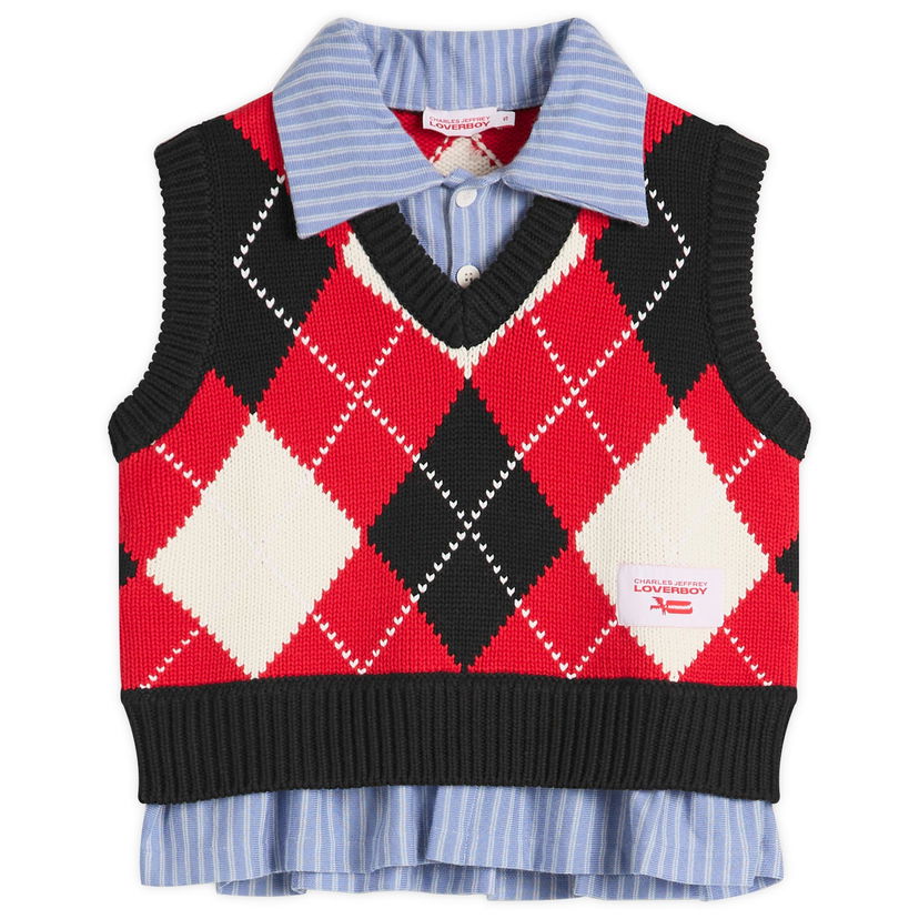 Sweater Charles Jeffrey Loverboy Charles Jeffrey Loverboy Argyle Knit Cropped Vest Flerfarvet | 054091401