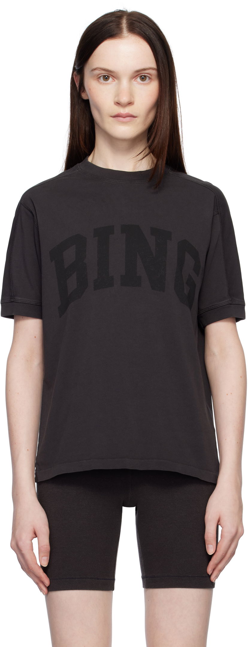 T-shirt Anine Bing Jaylin T-shirt with Logo Grå | A-08-10527-WBL25