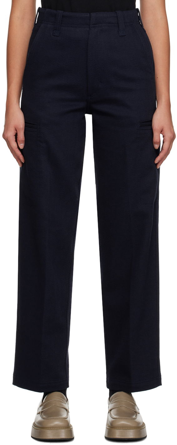 Bukser AMI Wide Leg Trousers Mørkeblå | FTR300.CO0011, 0
