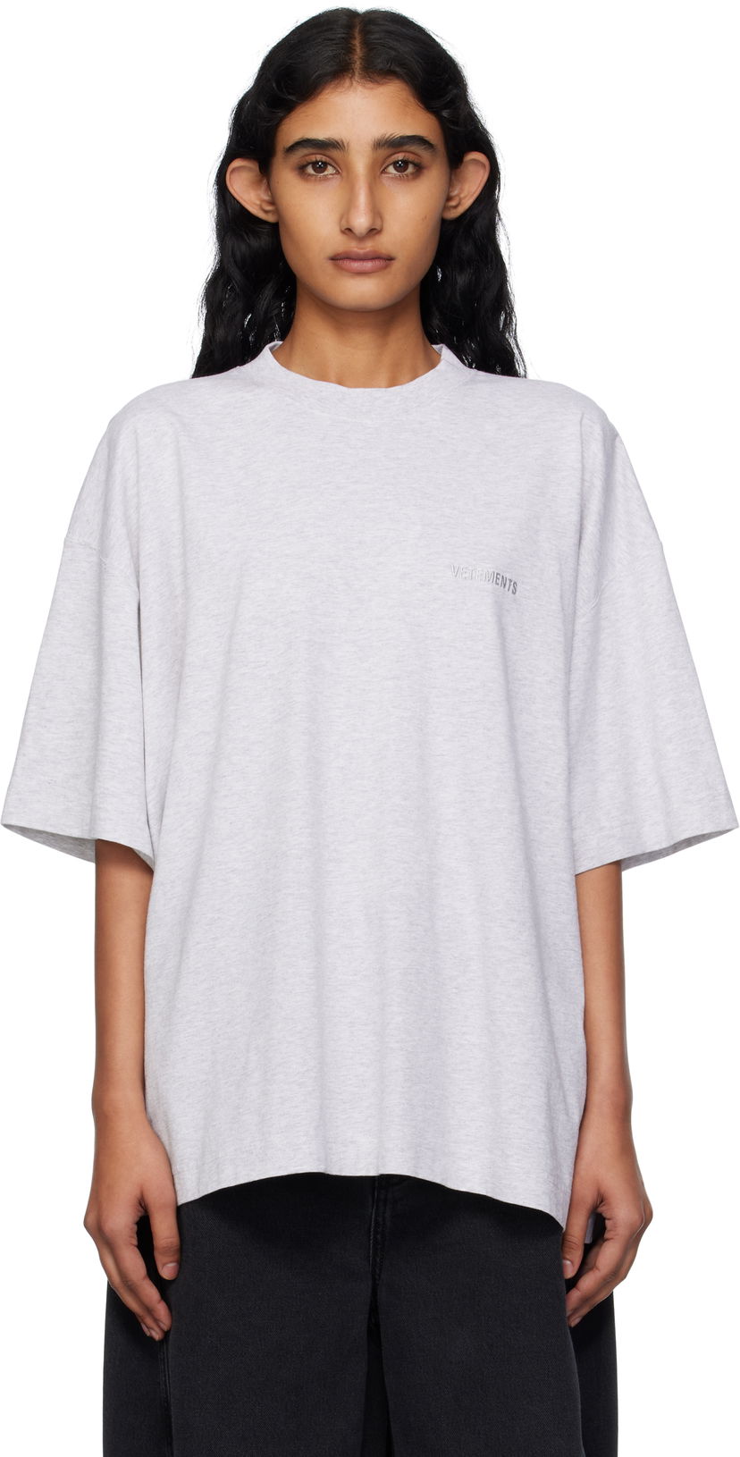 T-shirt VETEMENTS Vetements Logo Regular Fit T-Shirt Grå | UH76TR100G
