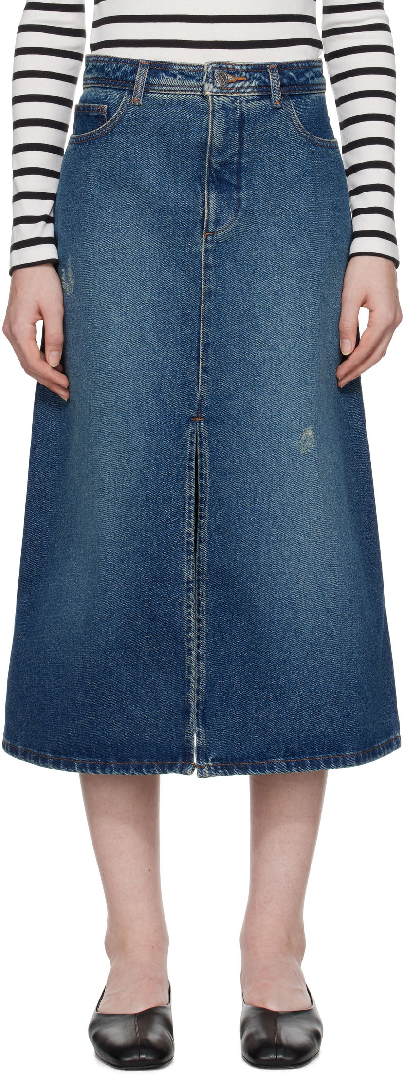 Nederdel A.P.C. Denim Midi Skirt Blå | COHFC-F06423