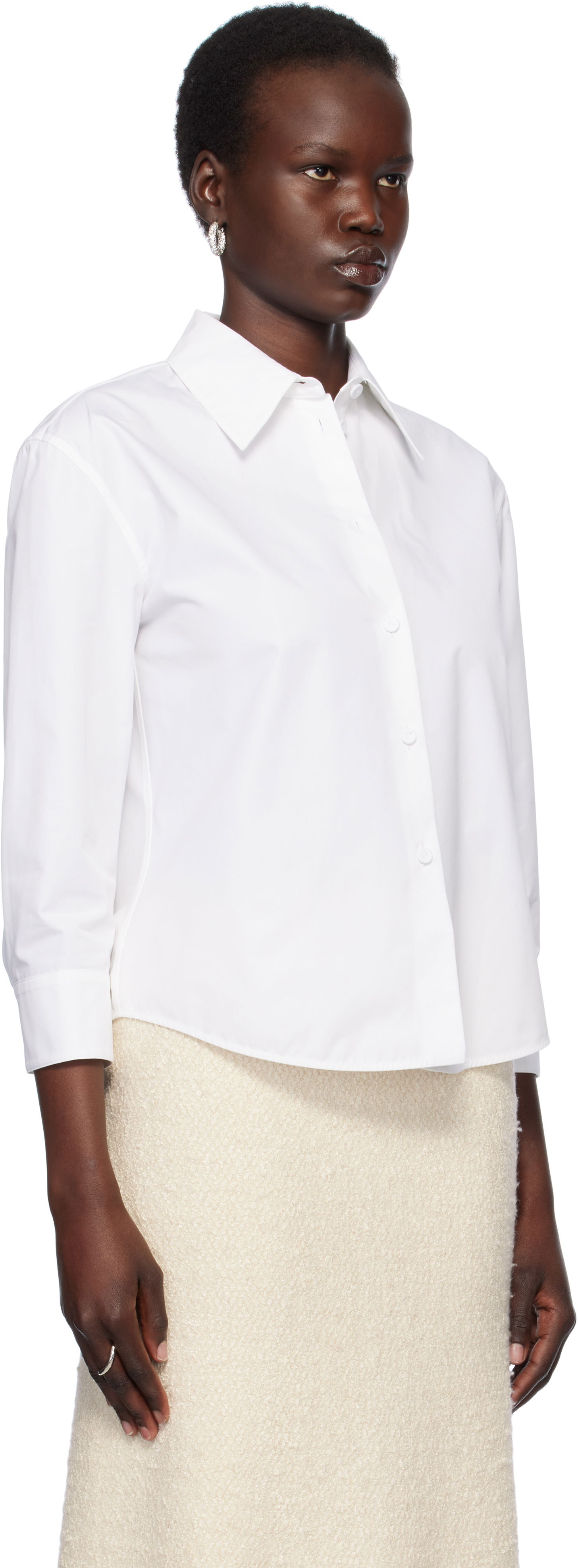 Skjorte Jil Sander Cropped Button-Up Shirt Hvid | J02DL0205_J45002, 1