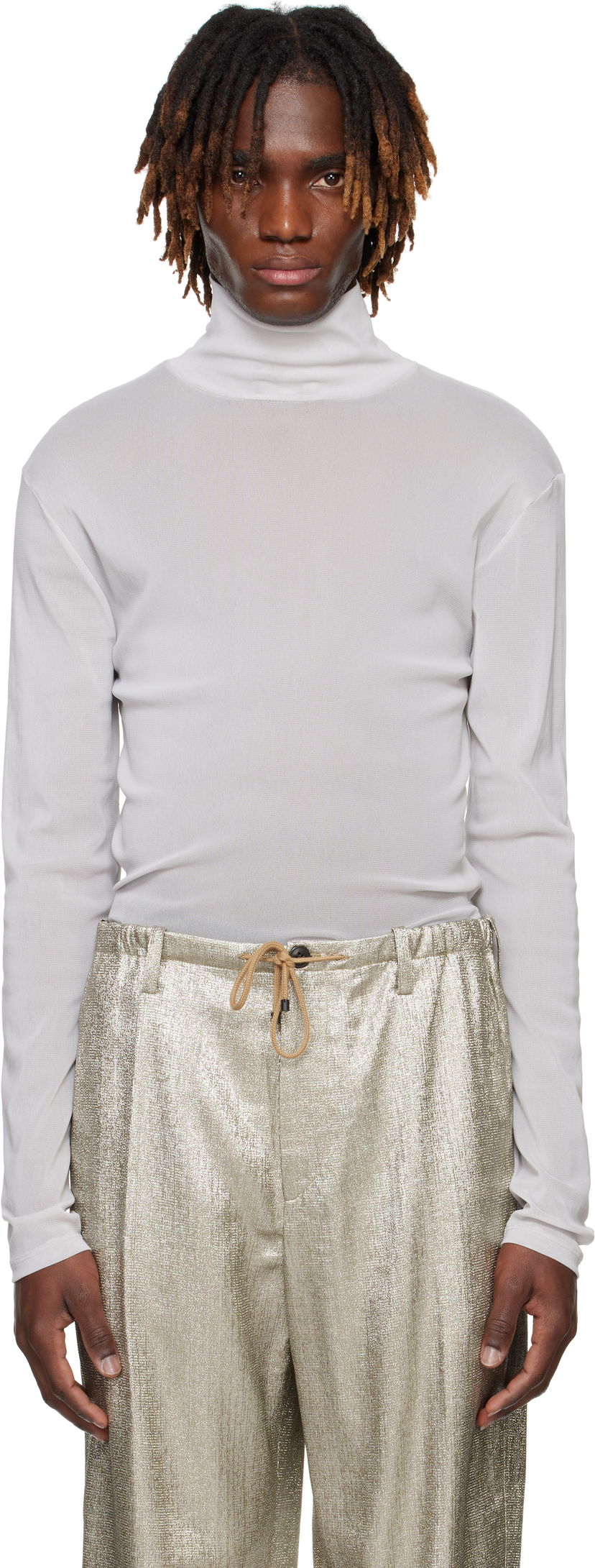 Sweater Dries Van Noten Dries Van Noten Mesh Turtleneck Hvid | 251-021128-1513