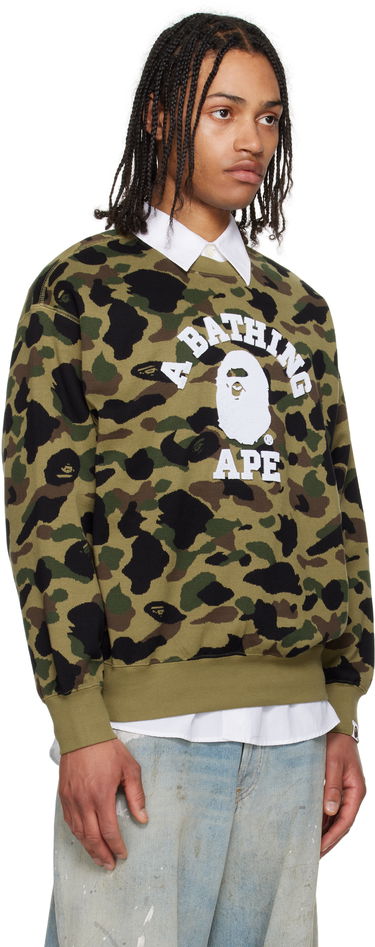 Sweater BAPE A Bathing Ape 1st Camo Jacquard College Sweatshirt Grøn | 001SWL301307M, 1