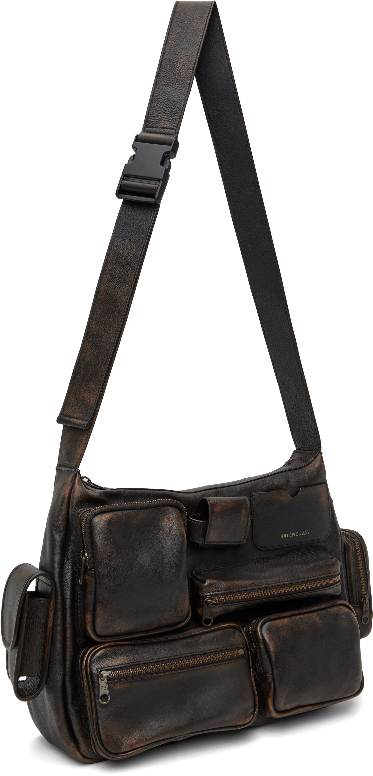 Skuldertaske Balenciaga Balenciaga Superbusy Multi-Pocket Leather Messenger Bag Brun | 7852972ABFZ, 1