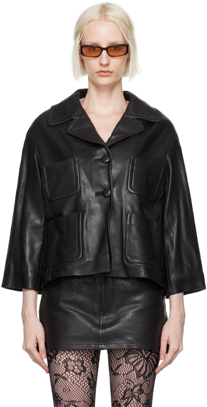 Jakke Marc Jacobs Marc Jacobs 'The Lady' Leather Jacket Sort | 2F4RJC014W01