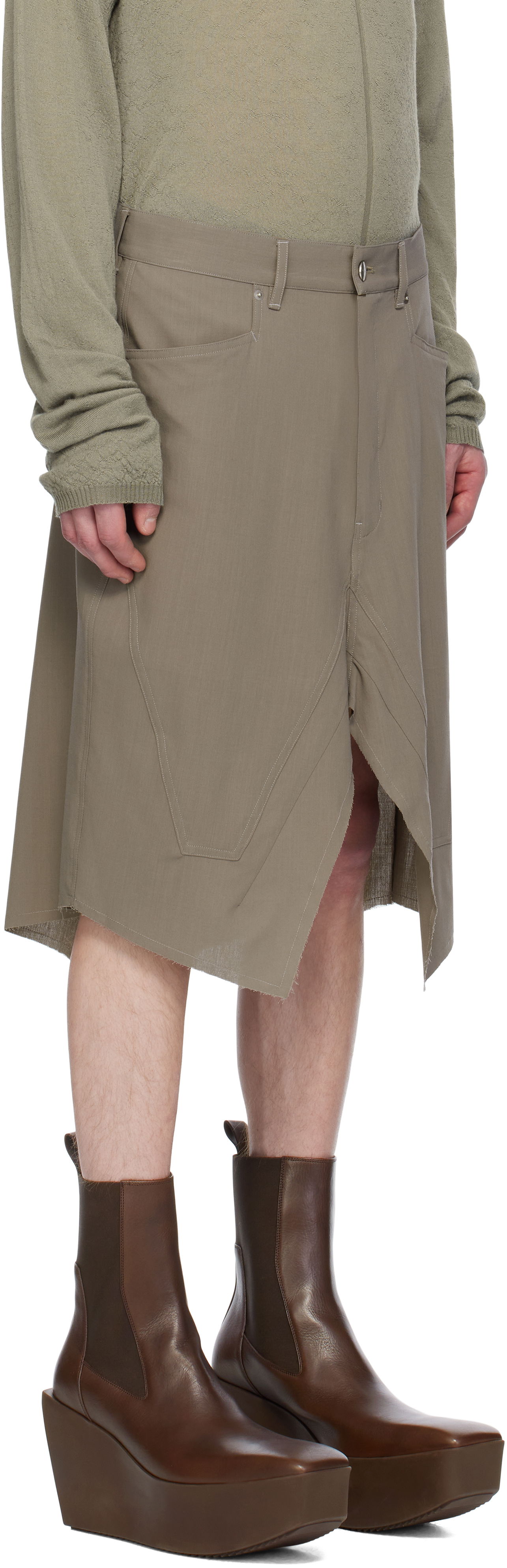 Nederdel Rick Owens Rick Owens Hollywood Slivered Skirt Grøn | RU01E5345 WLP, 1