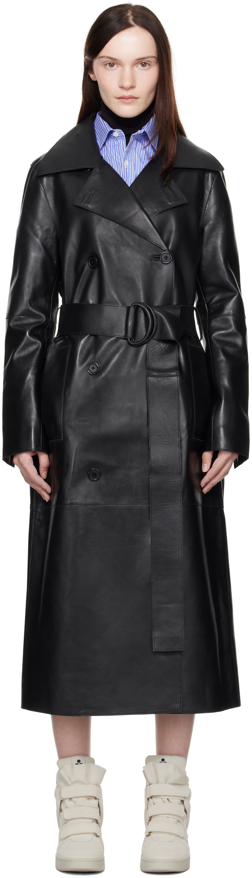 Trenchcoat STAND STUDIO Stand Studio Paris Leather Trench Coat Sort | 61538-7840
