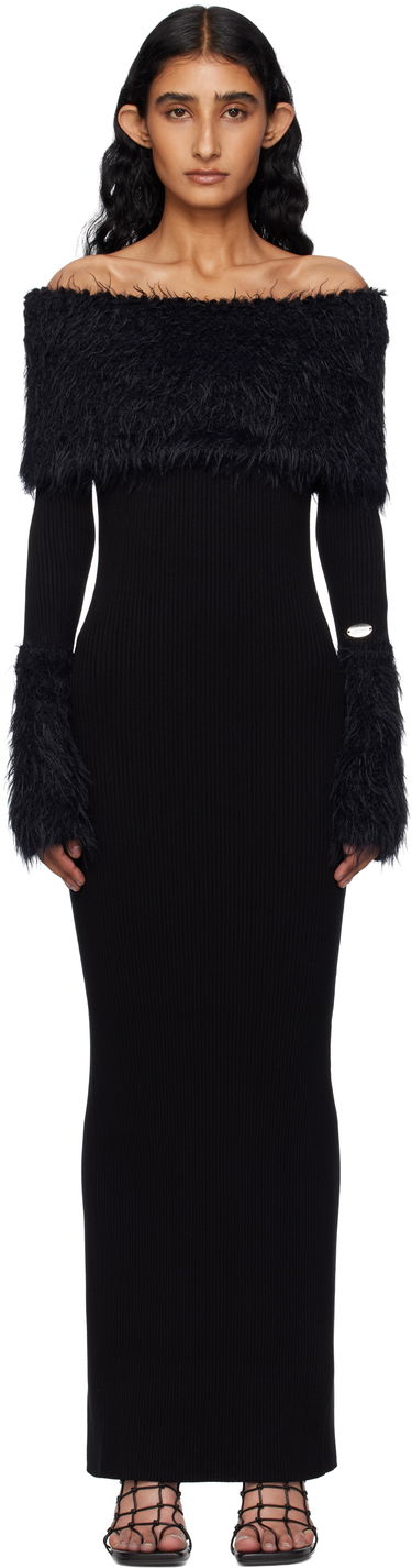Kjole Jean Paul Gaultier Jean Paul Gaultier Ribbed Off-The-Shoulder Maxi Dress Sort | 25/03-W-DR037-K005-00, 0