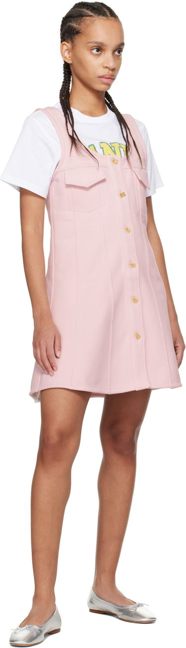 Kjole GANNI Ganni Button-Up Mini Dress Lyserød | T4111, 3