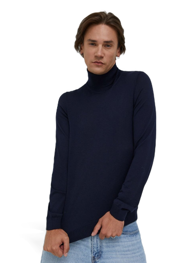Sweater BOSS Slim-Fit Rollneck Sweater Mørkeblå | 50468262