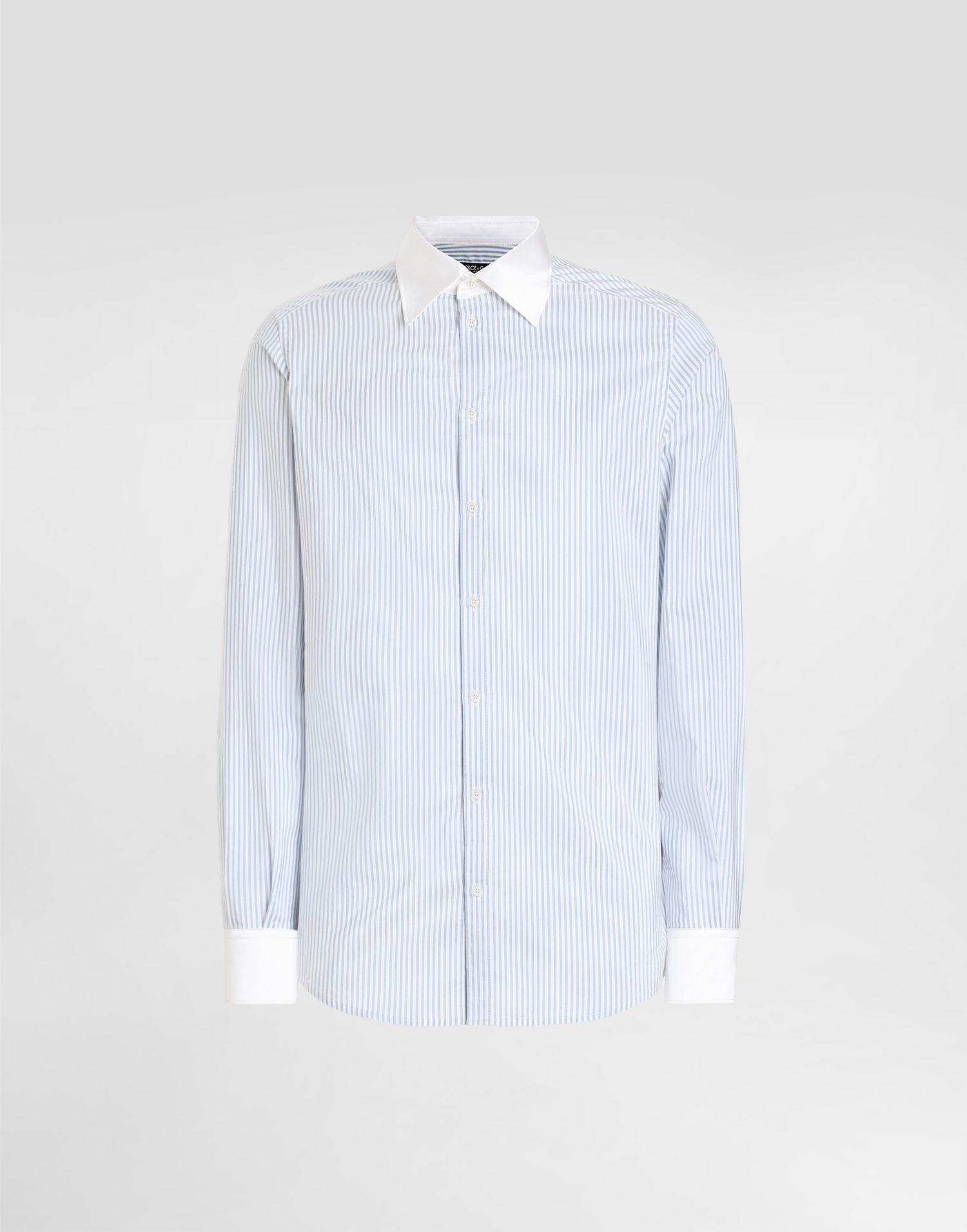 Skjorte Dolce & Gabbana Dolce & Gabbana Striped Cotton Shirt with White Collar and Cuffs Blå | G5MM4ZFBTAKS8051, 0
