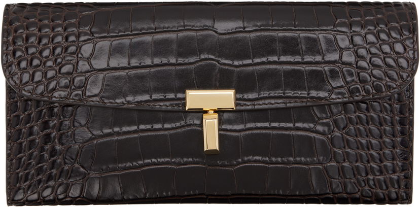 Tegnebog TOTEME TOTEME T-Lock Croco-Embossed Wallet Brun | 251-WAM0041-LE0076