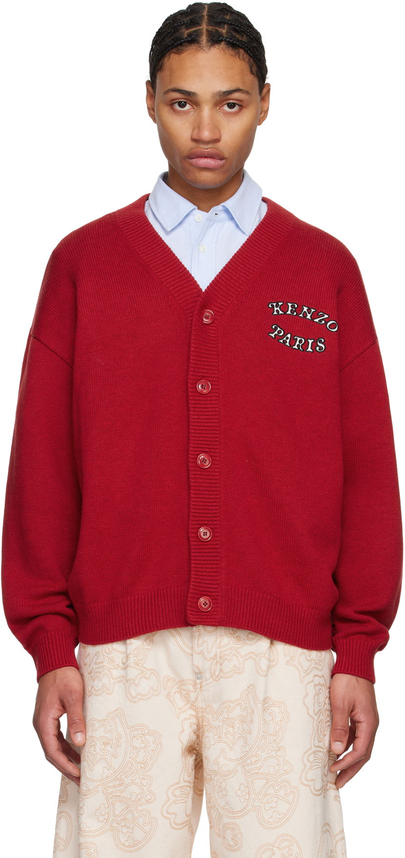 Sweater KENZO VERDY Edition Embroidered Logo Cardigan Rød | FF58CA7133CK