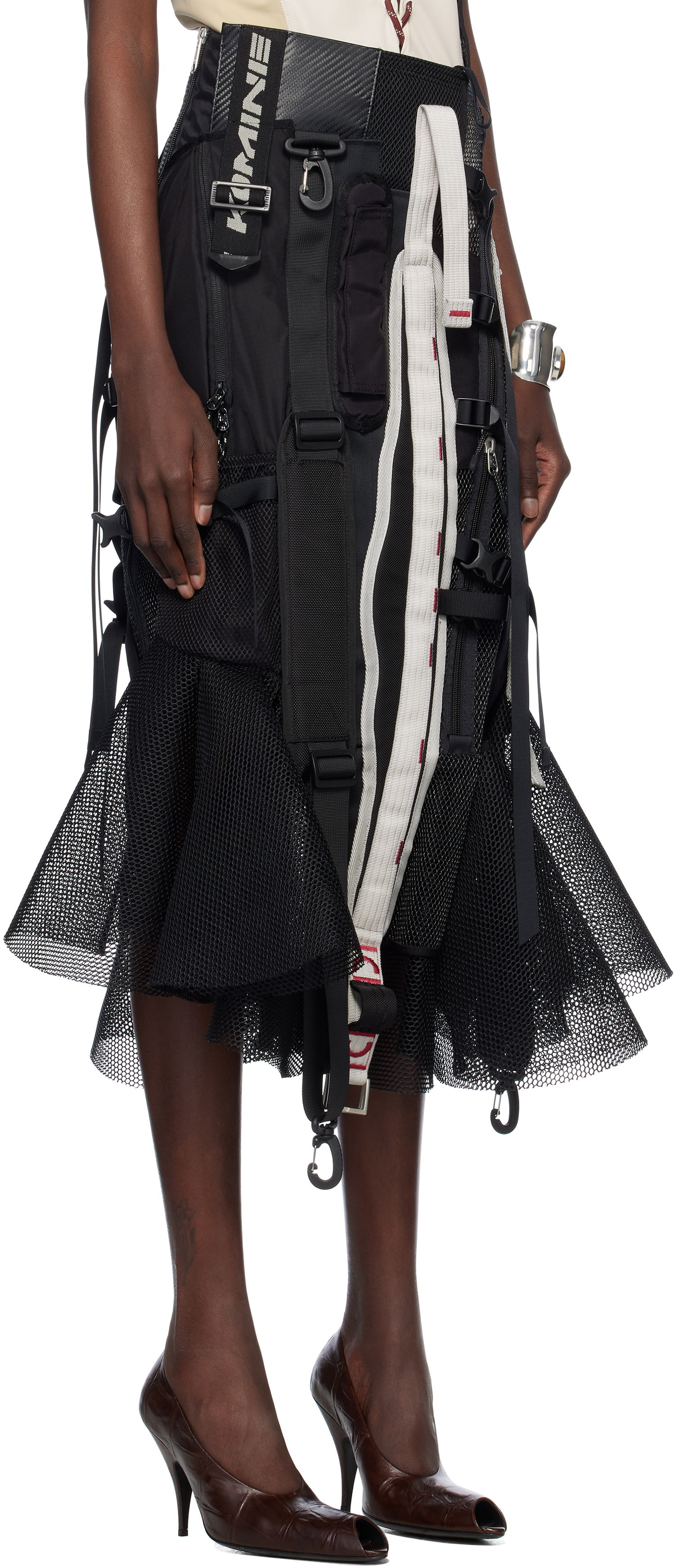 Nederdel Junya Watanabe Junya Watanabe Multi Fabrics Mix Midi Skirt Sort | JO-S016-051-1, 1