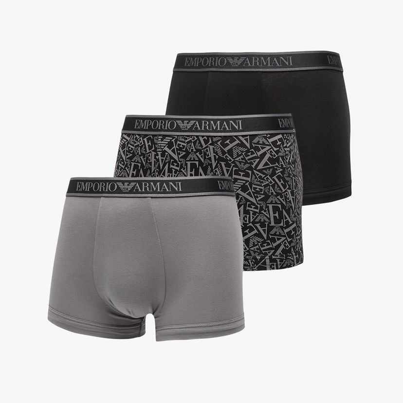 Boksere Emporio Armani EA7 Bottom Trunk 3-Pack Blk/ Blk-Shade/ Shade Sort | EM000370AF10779MC198
