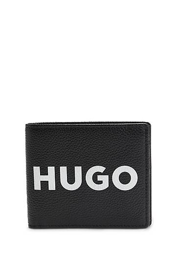 Tegnebog BOSS HUGO Grained Leather Wallet with Contrast Logo Sort | 50536039