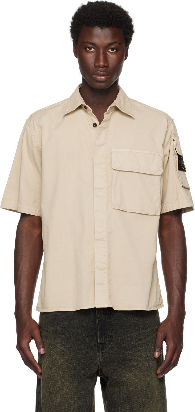 Skjorte Stone Island Supima Cotton Twill Stretch-TC Shirt Beige | K2S15 1100007 S0010