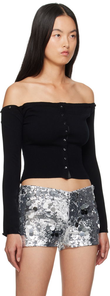Sweater GUIZIO Guizio Off-The-Shoulder Faux Fur Cuffs Cardigan Sort | F24111S047, 3