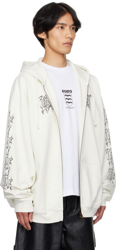 Sweatshirt VETEMENTS Vetements Cradle of Filth Logo Oversized Zip-Up Hoodie Hvid | UCF76ZU100I, 1