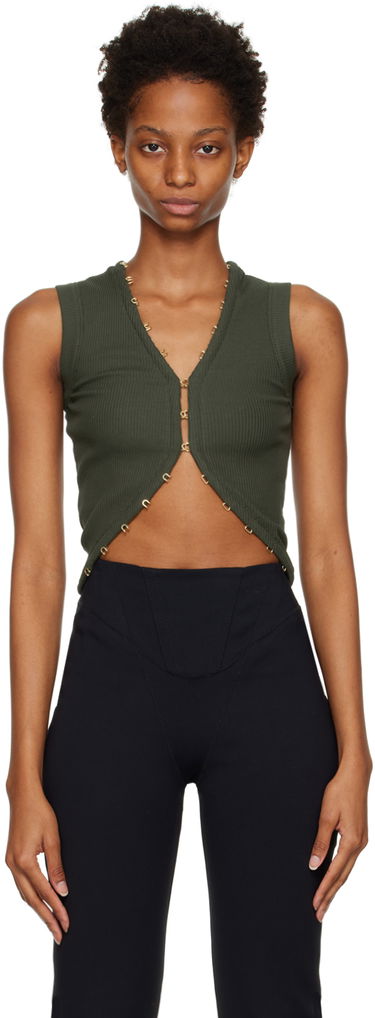 Tanktop Dion Lee Hook & Eye Ribbed Tank Top Grøn | C3075F22, 0