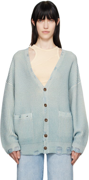 Sweater R13 R13 Oversized Distressed Knit Cardigan Blå | R13WY198-Y183B, 0