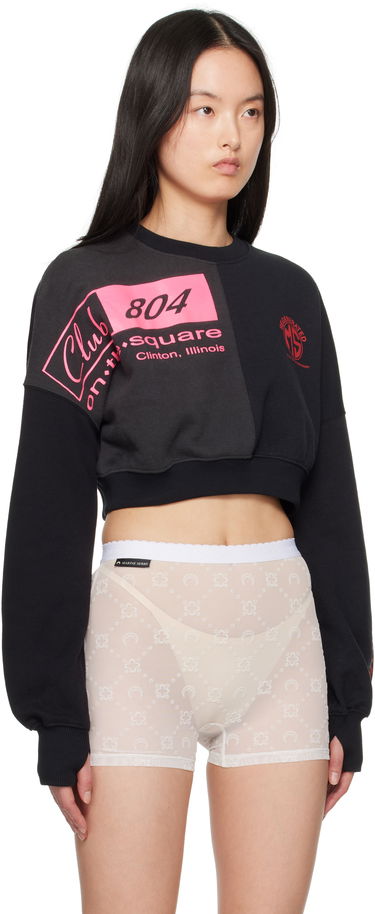 Sweatshirt Marine Serre Marine Serre Regenerated Graphic Cropped Sweatshirt Sort | WST015A UJER0007, 1