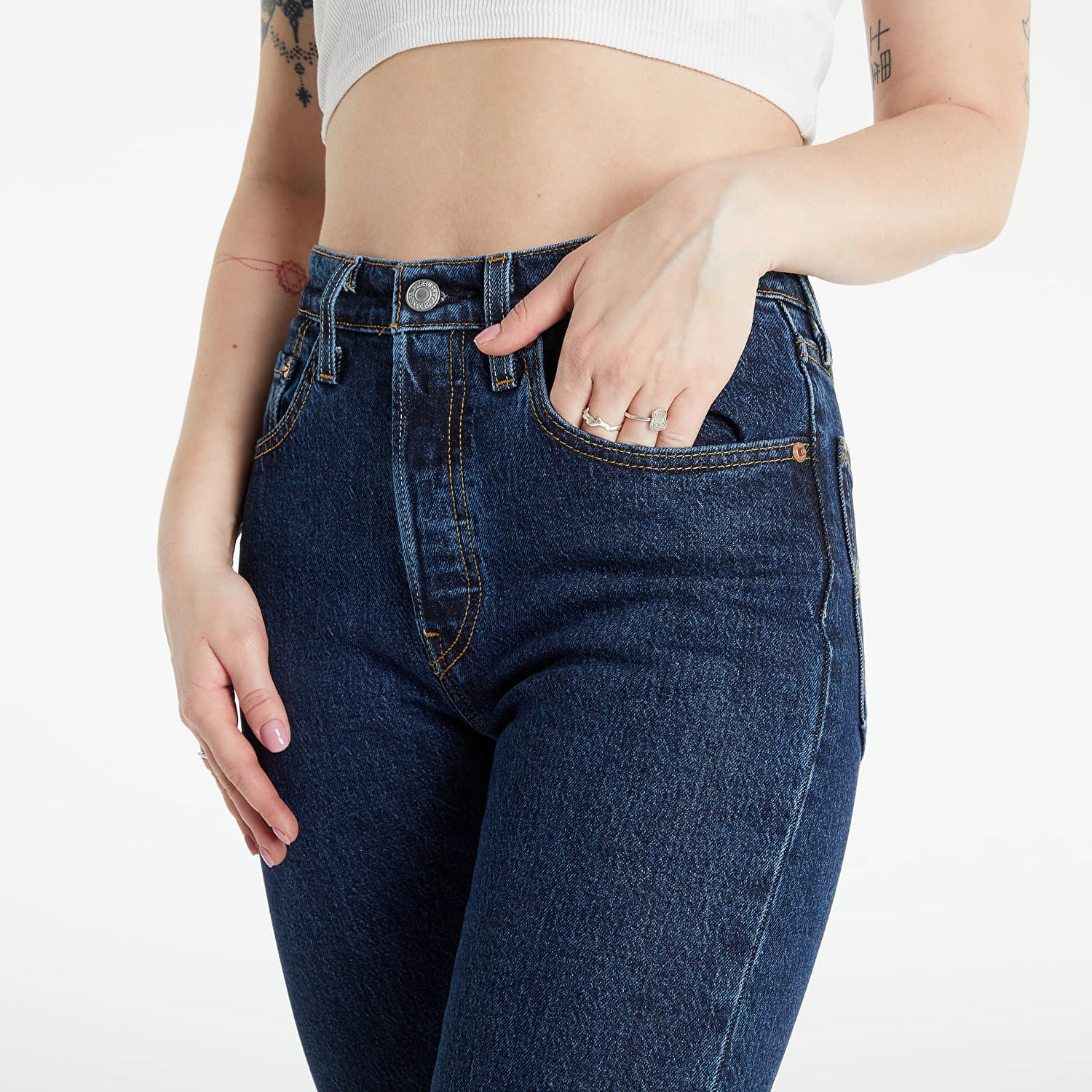 Jeans Levi's 501 Crop Salsa Stonewash Mørkeblå | 36200-0179, 1