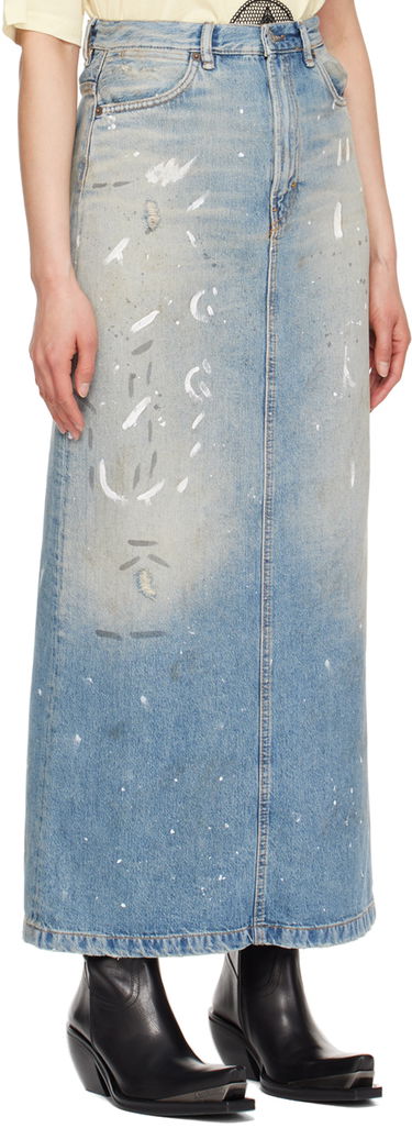 Nederdel Acne Studios Acne Studios Paint Splatter Denim Maxi Skirt Blå | AF0426-, 1
