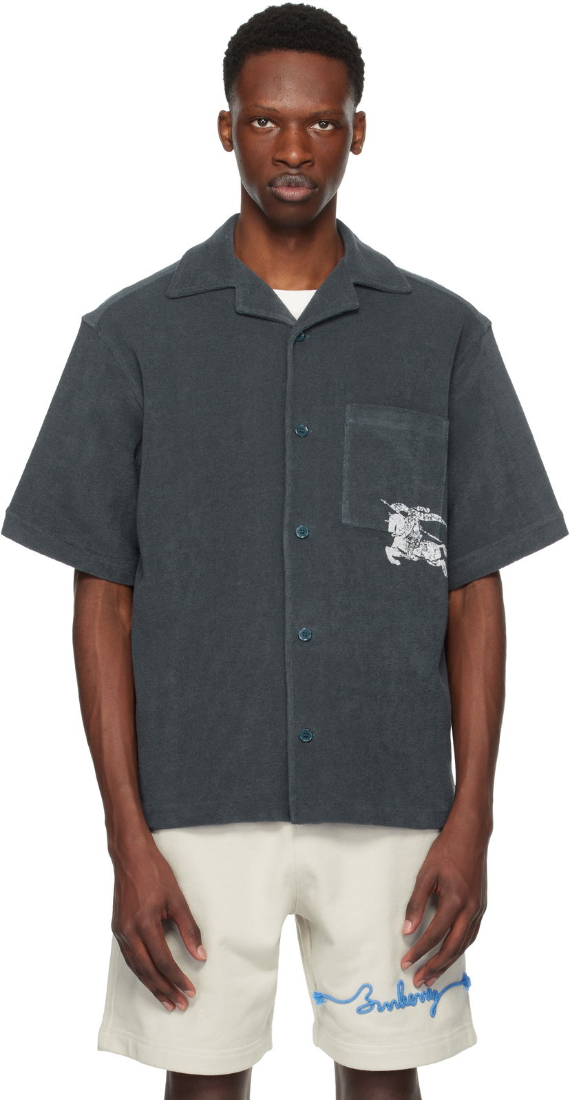Skjorte Burberry Burberry EKD Cotton Resort Shirt Grå | 8109205