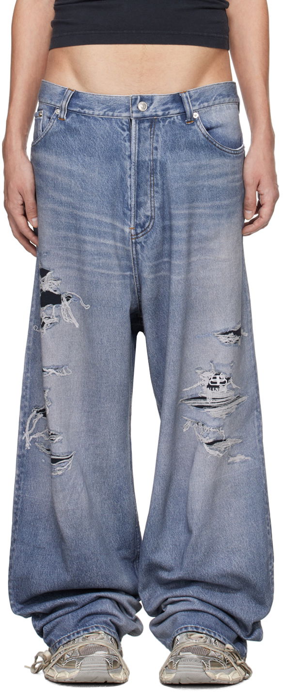 Jeans Balenciaga Trompe L'Oeil Trousers Blå | 675336-TLV86-4011