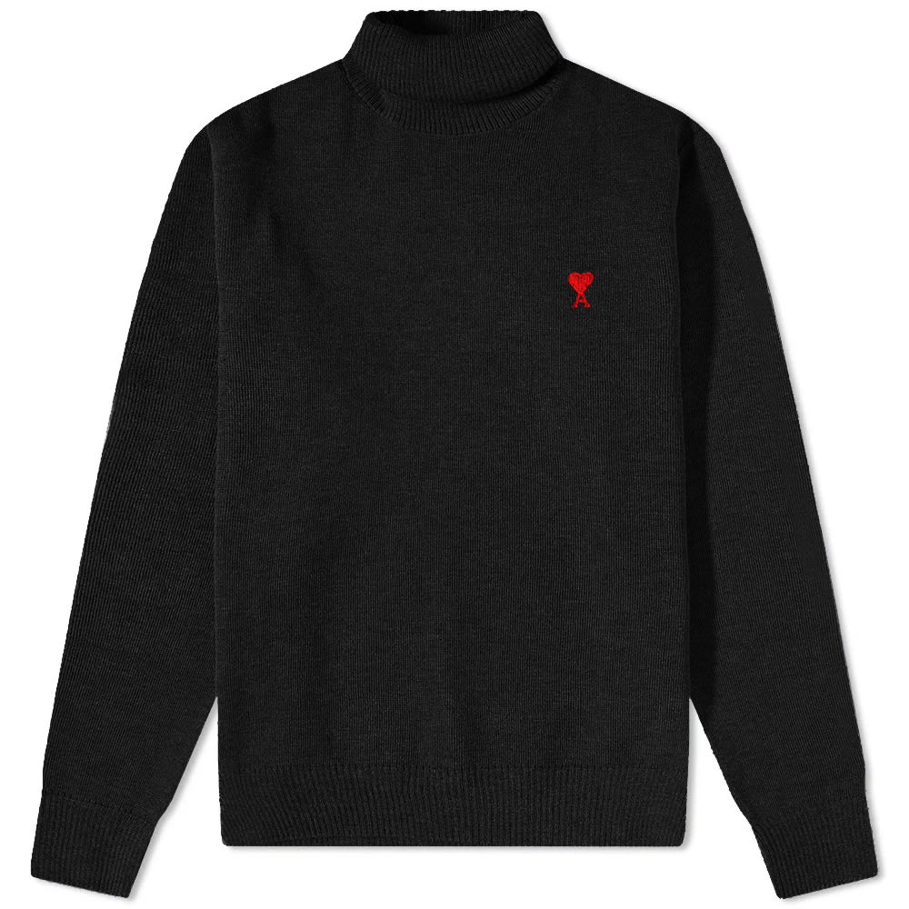 Sweater AMI Small A Heart Roll Neck Knit Sort | HKS401-001-001, 0