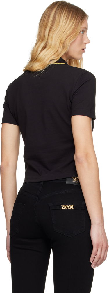 Polo skjorte Versace Versace Jeans Couture Embroidered Logo Polo Sort | E78HAGT00_ECJ01T, 2