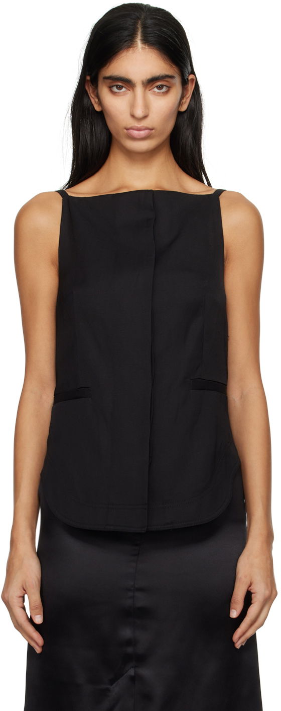 Tanktop Loulou de Saison Loulou de Saison Mihant Square Neck Camisole Sort | MIHANT