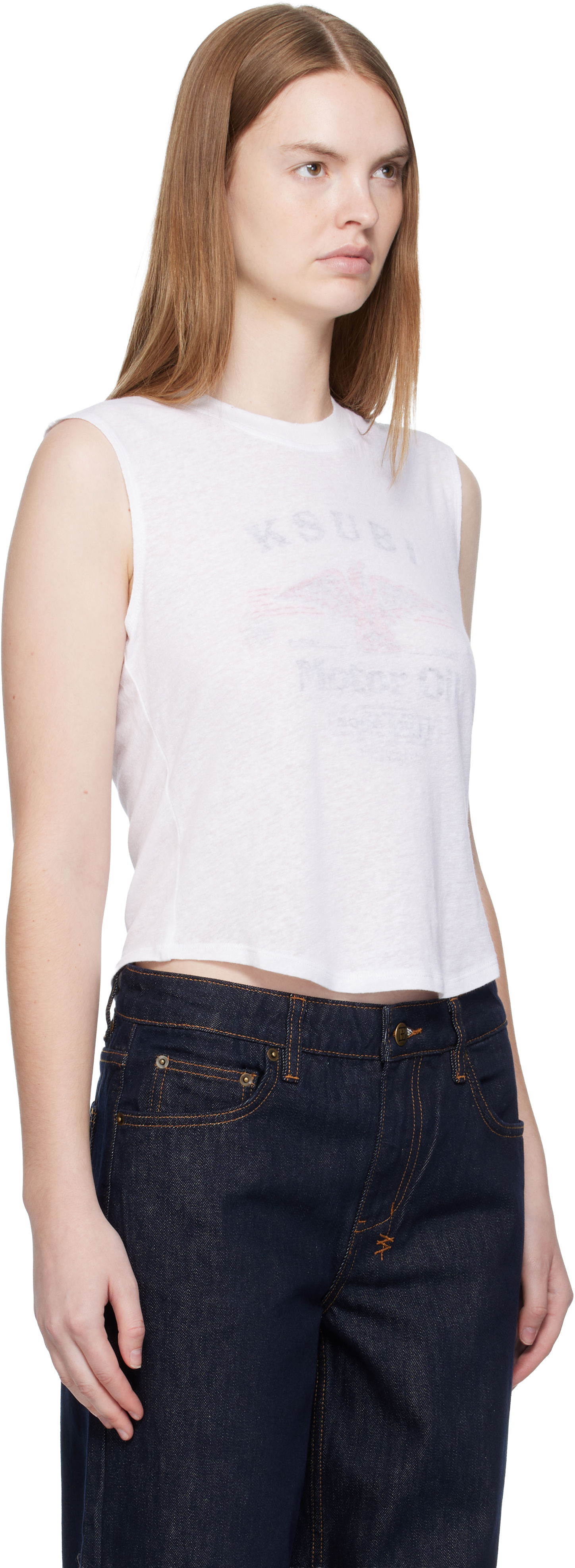 Tanktop Ksubi Ksubi Motor Oil Moss Cropped Tank Top Hvid | WFA25TA003, 1