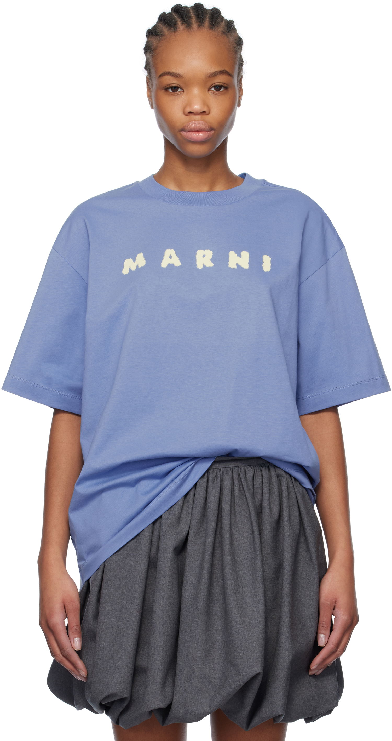 T-shirt Marni Marni Scribbled Logo T-Shirt Blå | THJET49P13 USCX42, 0
