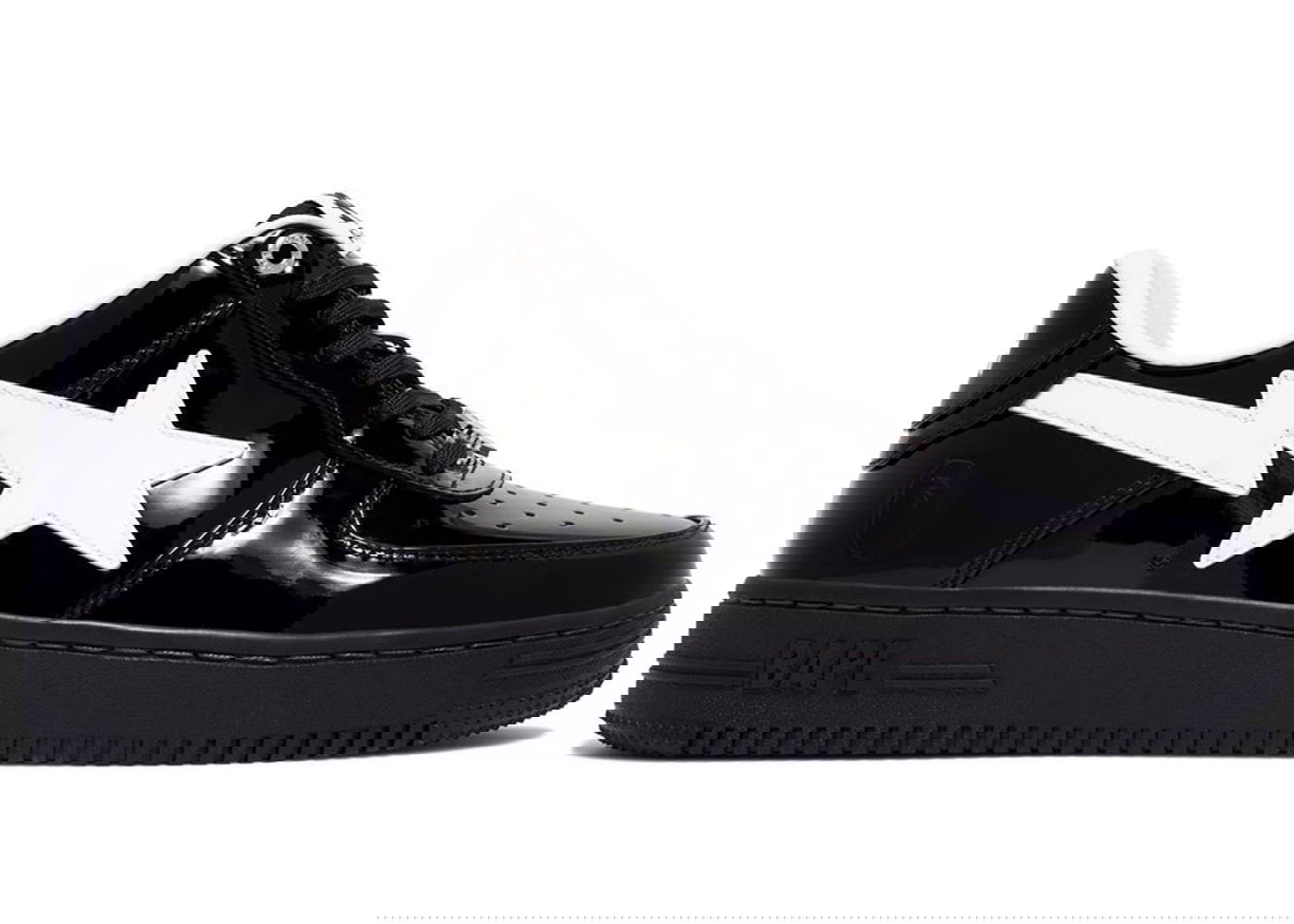 Sneakers og sko BAPE A Bathing Ape Bape Sta #2 Black Patent Sort | 1K30-191-302-BLK/1K30-291-302-BLK/001FWK301302M_BLK, 0