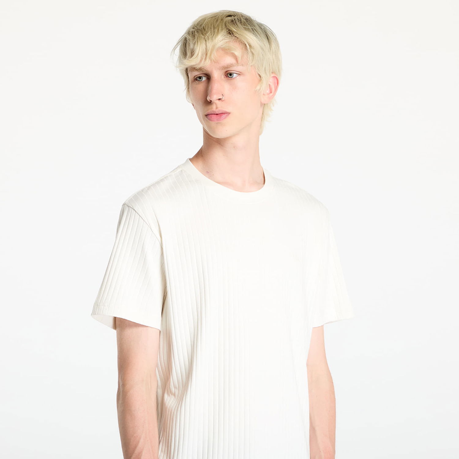 T-shirt CALVIN KLEIN Linear Quilted Tee Ivory Hvid | J30J326149 YBI, 1