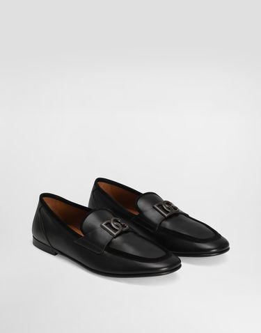 Tilbehør Dolce & Gabbana Dolce & Gabbana Calfskin Loafers with Metal Buckle Sort | A50462A6O7080999, 1